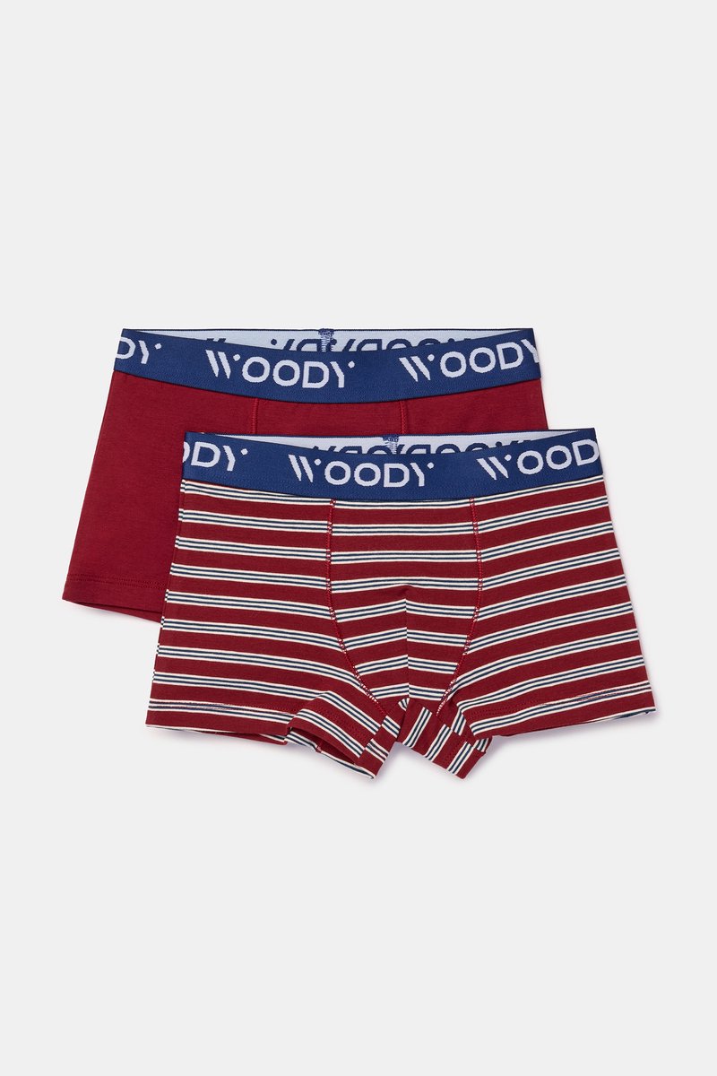 Woody Jongens boxer bordeaux streep + bo - maat 176/16J