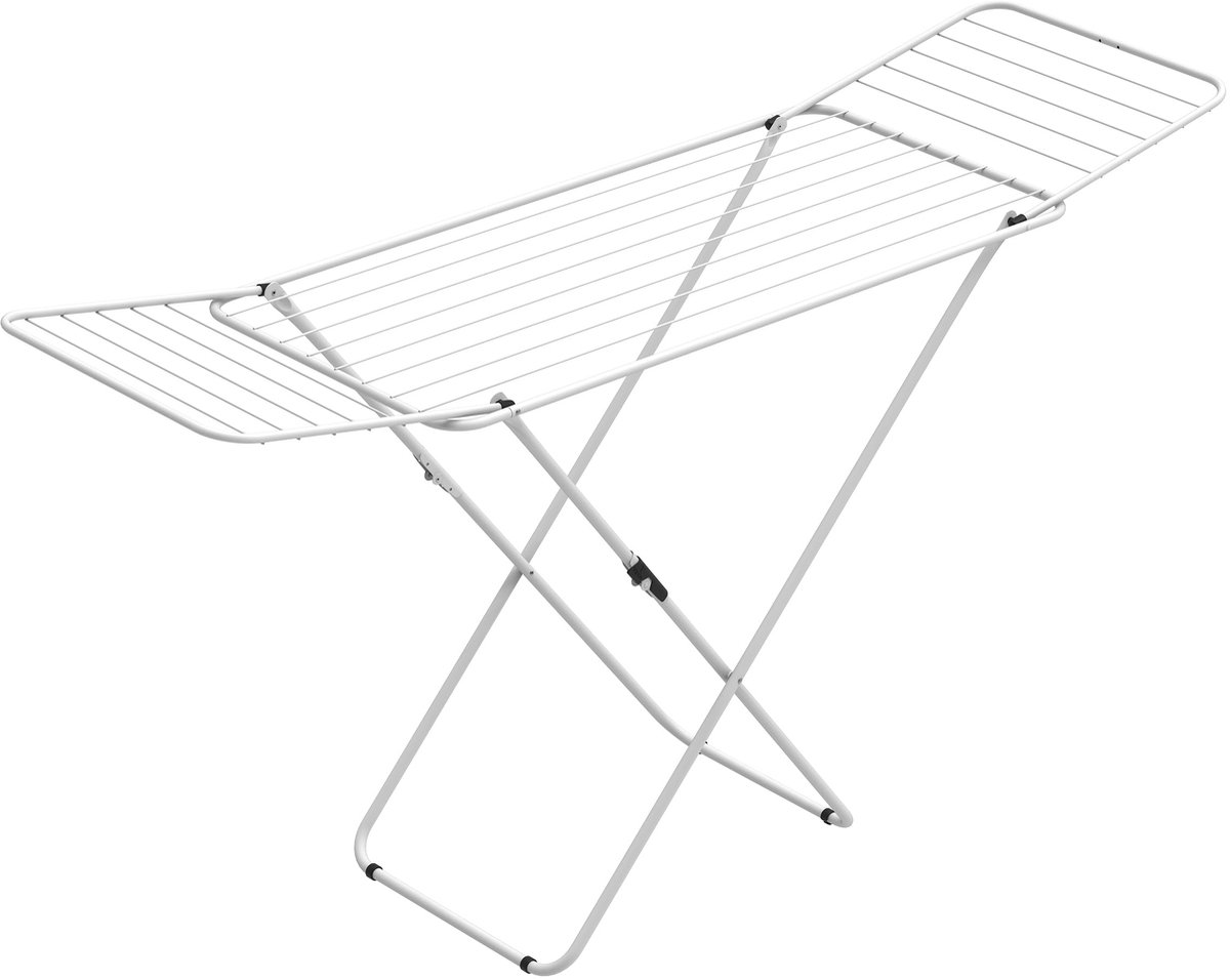 Famanu – Droogrek met afsluitbare vleugels en veiligheidsvergrendeling, 50 x 181 x 92 cm, 18 m droogoppervlak, wit, ideaal voor het drogen van wasgoed