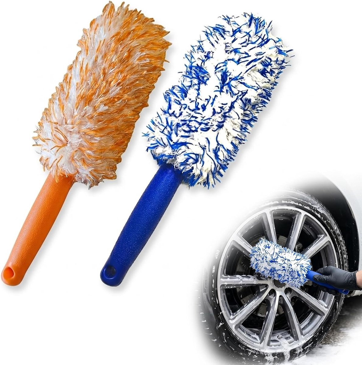 2 stuks velgenborstel van microvezel, autoaccessoires, auto-detailing, auto-detailing - ShopVlot