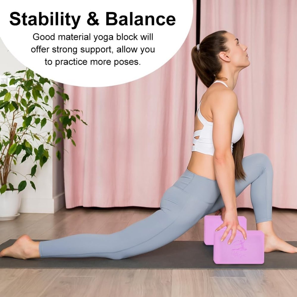 Yoga Blok - Roze - 23 x 15 x 7,6 cm - Antislip EVA-schuim - Voor Yogabeoefening