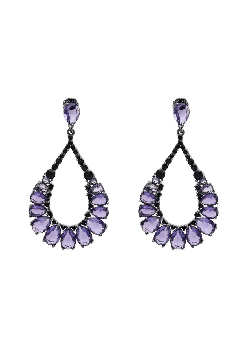AVANT-GARDE PARIS Dark Purple Teardrop Earrings - 2.5cm X 4.7cm - 1 stuk - Rhodium Plated met marquise-cut stenen