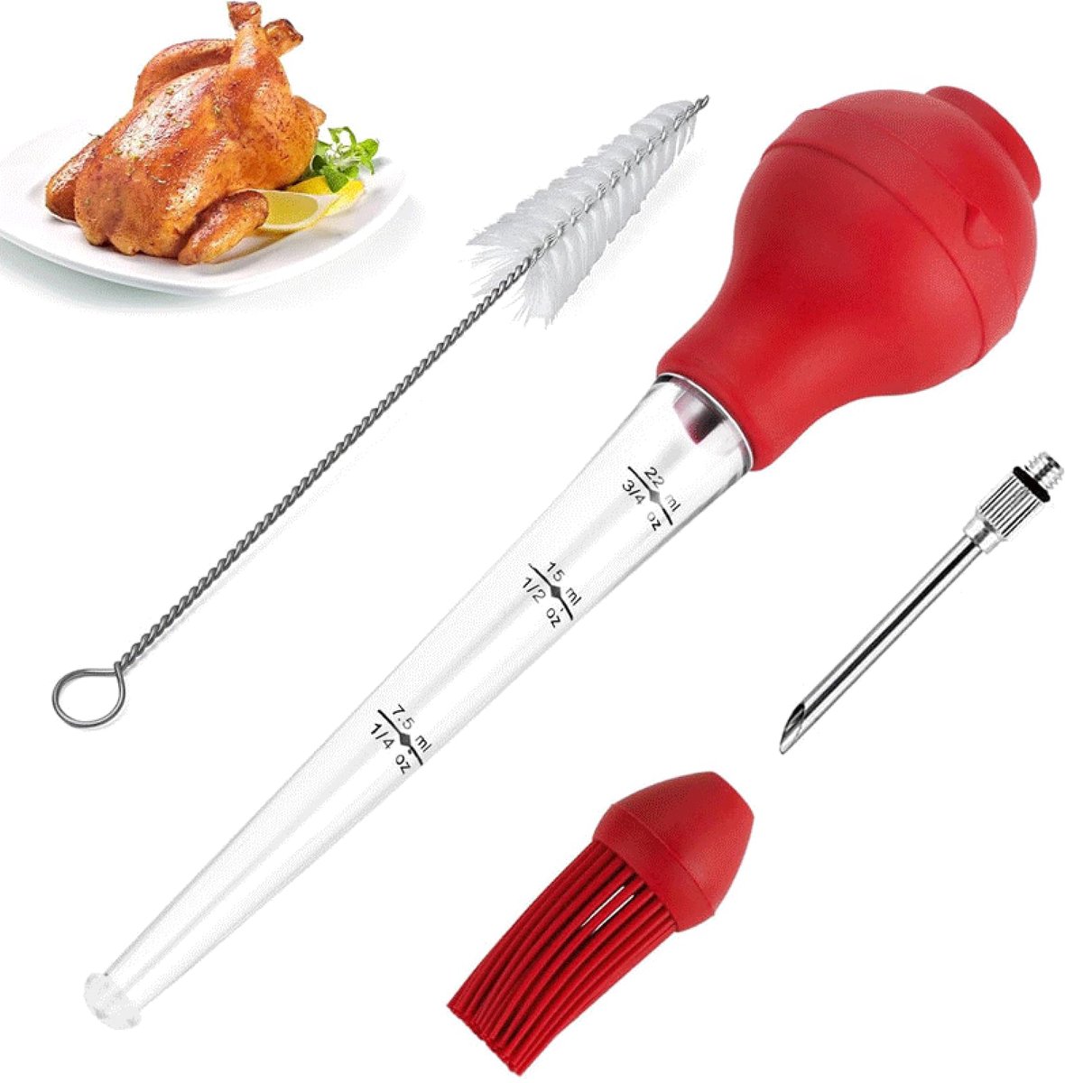 Kalkoenspuit Set van 4 - Pomp Spuit Gereedschap - Voor Koken en Bakken - Perfect voor BBQ en Grill - ShopVlot