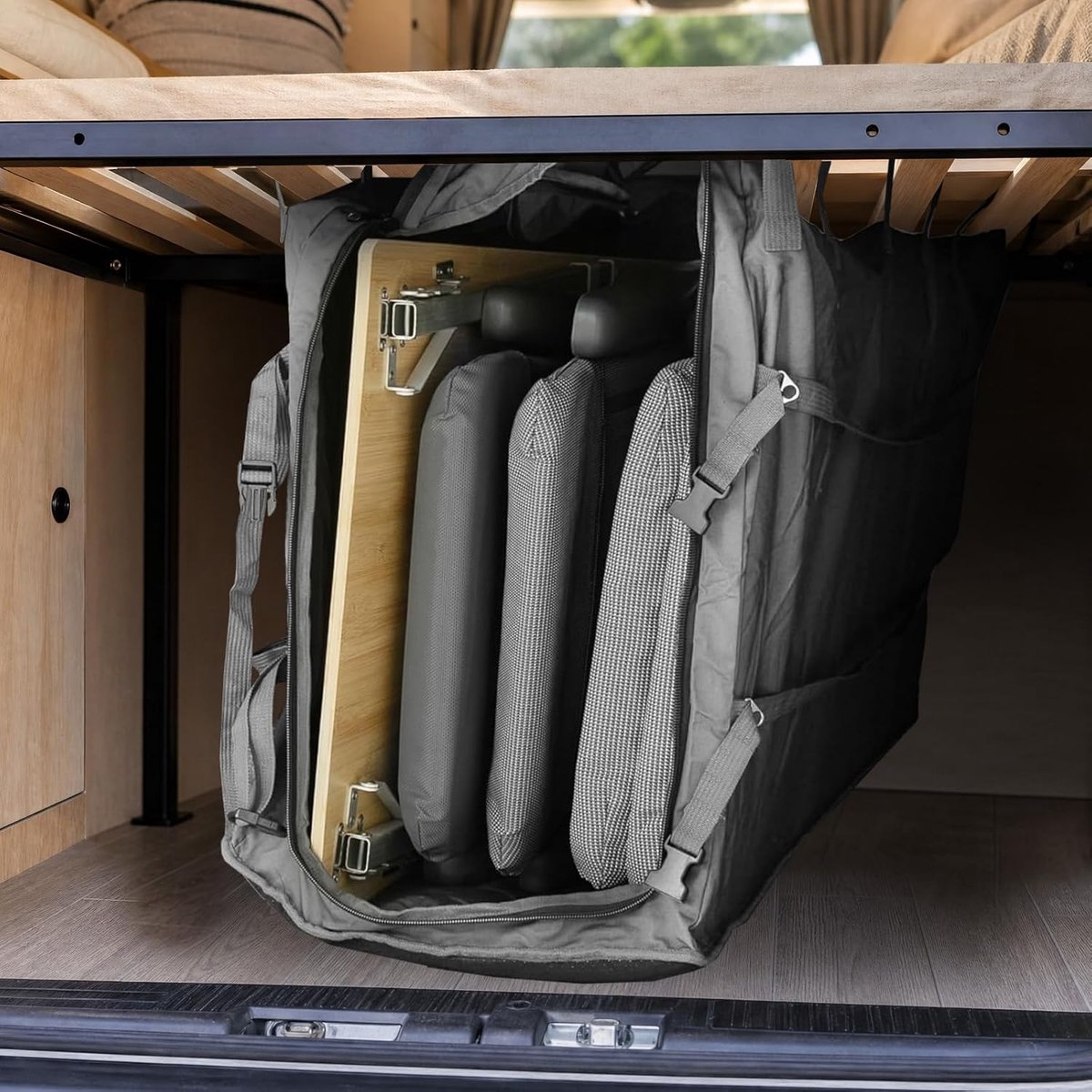Opbergtas voor camper - anti-slip en compressiebanden - flexibele montage - veilig vervoer van campingmeubilair - ShopVlot