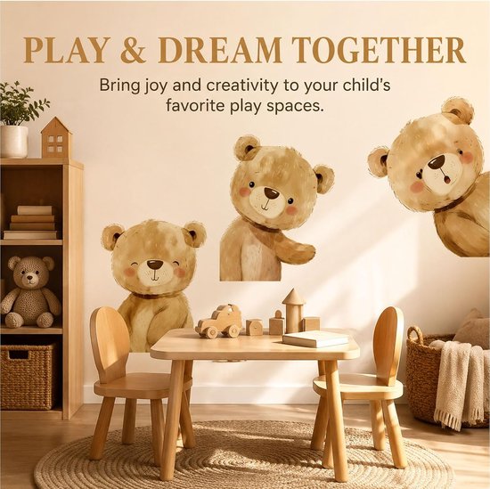 Muurstickers Kinderkamer Teddybeer – 3-delige set – Liefdevol ontwerp – Eenvoudige aanbrenging - ShopVlot — afbeelding 3