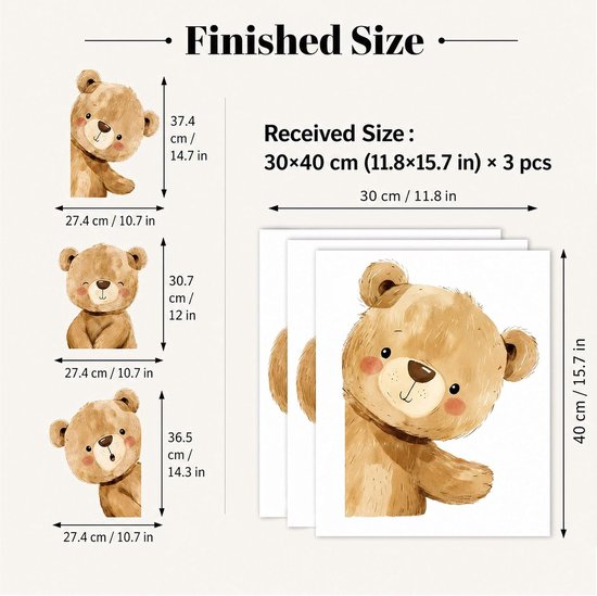 Muurstickers Kinderkamer Teddybeer – 3-delige set – Liefdevol ontwerp – Eenvoudige aanbrenging - ShopVlot — afbeelding 5