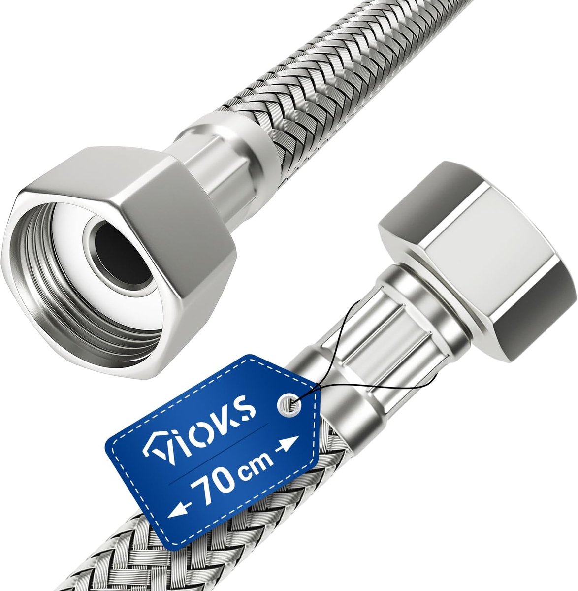 Flexibele waterleiding 70 cm - RVS gevlochten - 1/2 inch aansluiting - Geschikt voor vaatwasser - ShopVlot