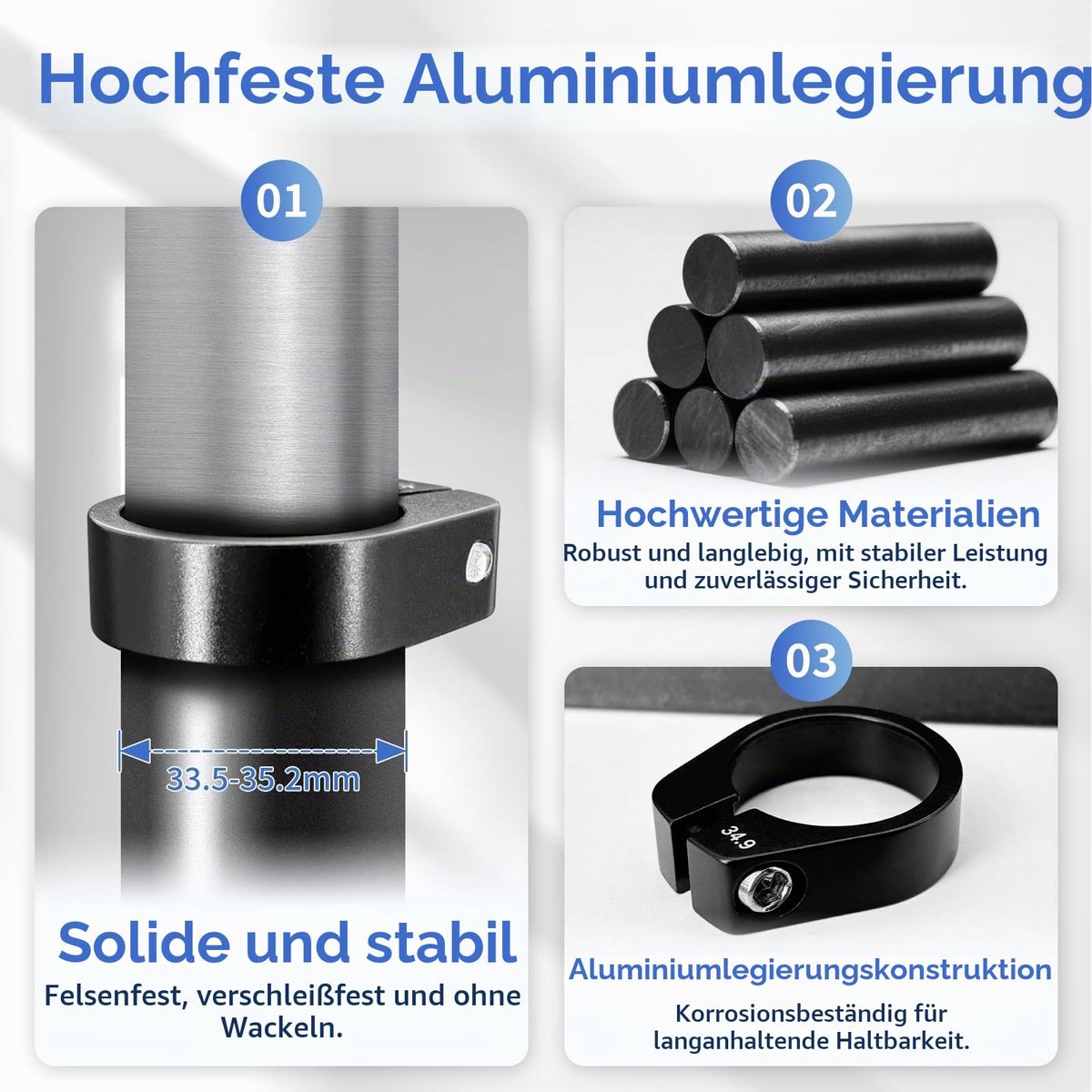 Sattelklemme 34,9 mm voor fietsen - Aluminium met inbussleutel, zwart