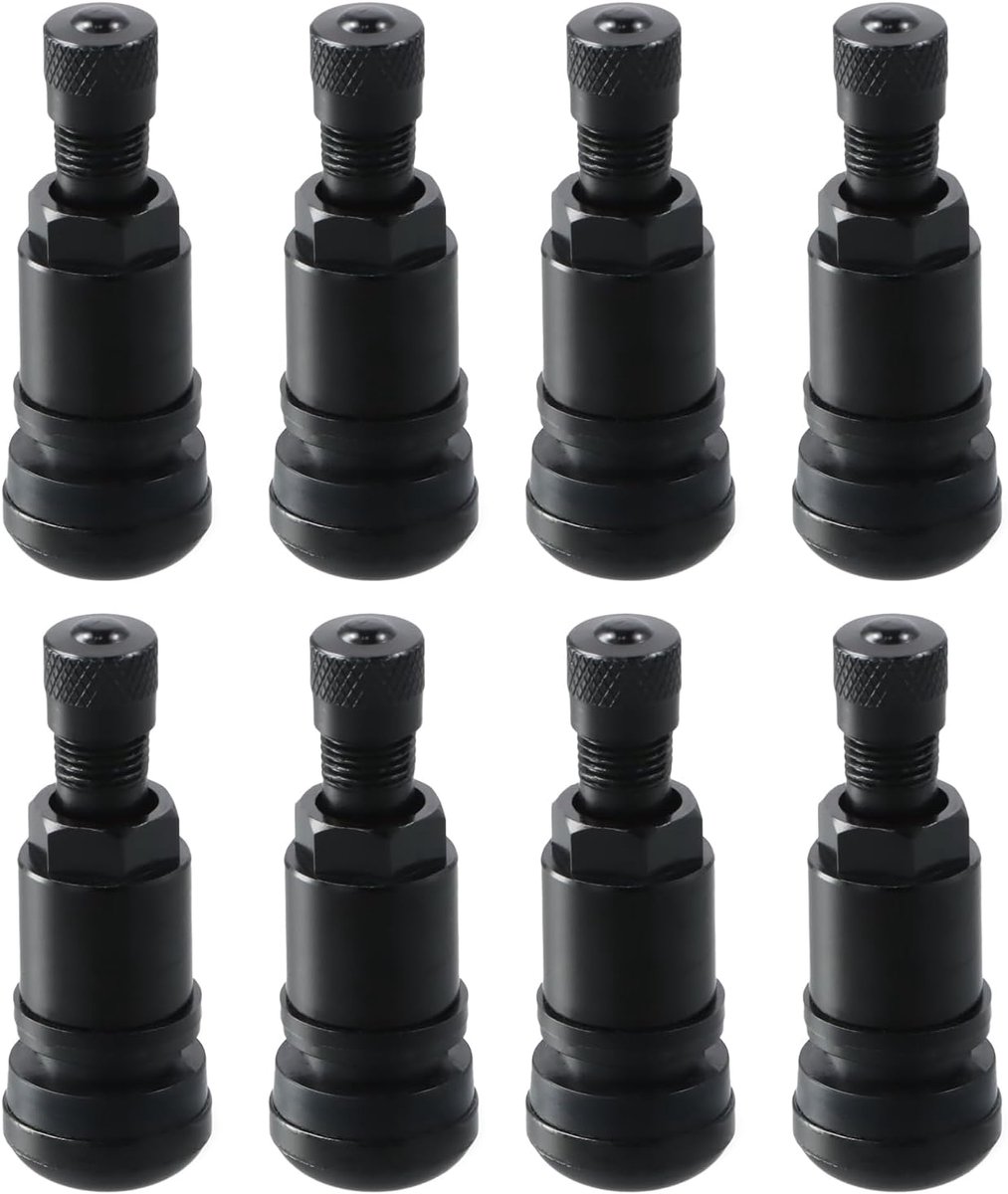8 stuks zwarte metalen ventielen, stalen ventielen, universele velgenventielen, bandventiel, autobandventiel, metalen - ShopVlot