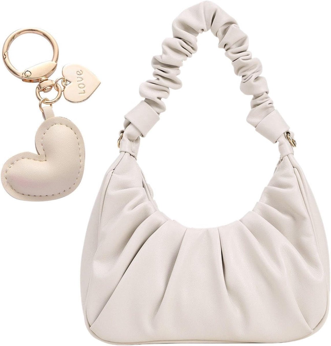 1 cloud-vouwtas, 1 liefdeshanger, damesokseltas met verstelbare schouderriem, elegante pendeltas, schoudertas met - ShopVlot
