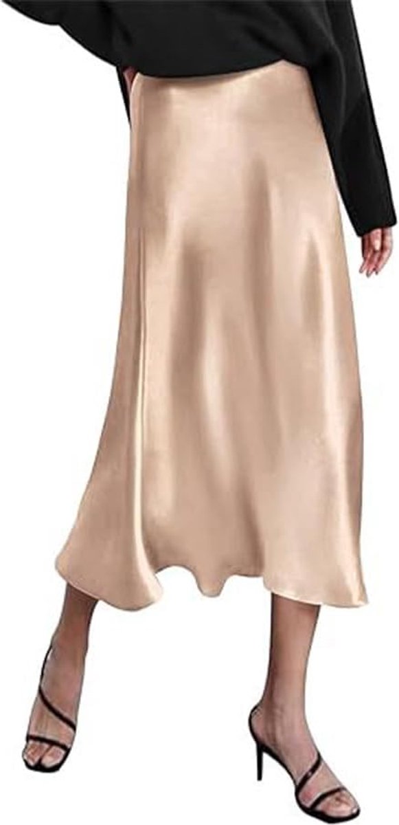 Satin Solid Color Halter Summer Women Acetate Long Skirt - ShopVlot