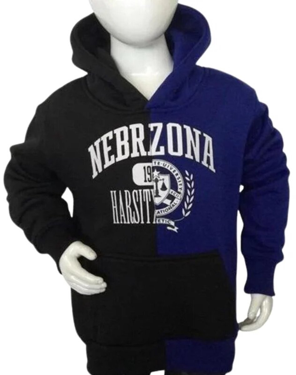Zwart blauwe kinder hoodie p143 - Zwart - 98/104