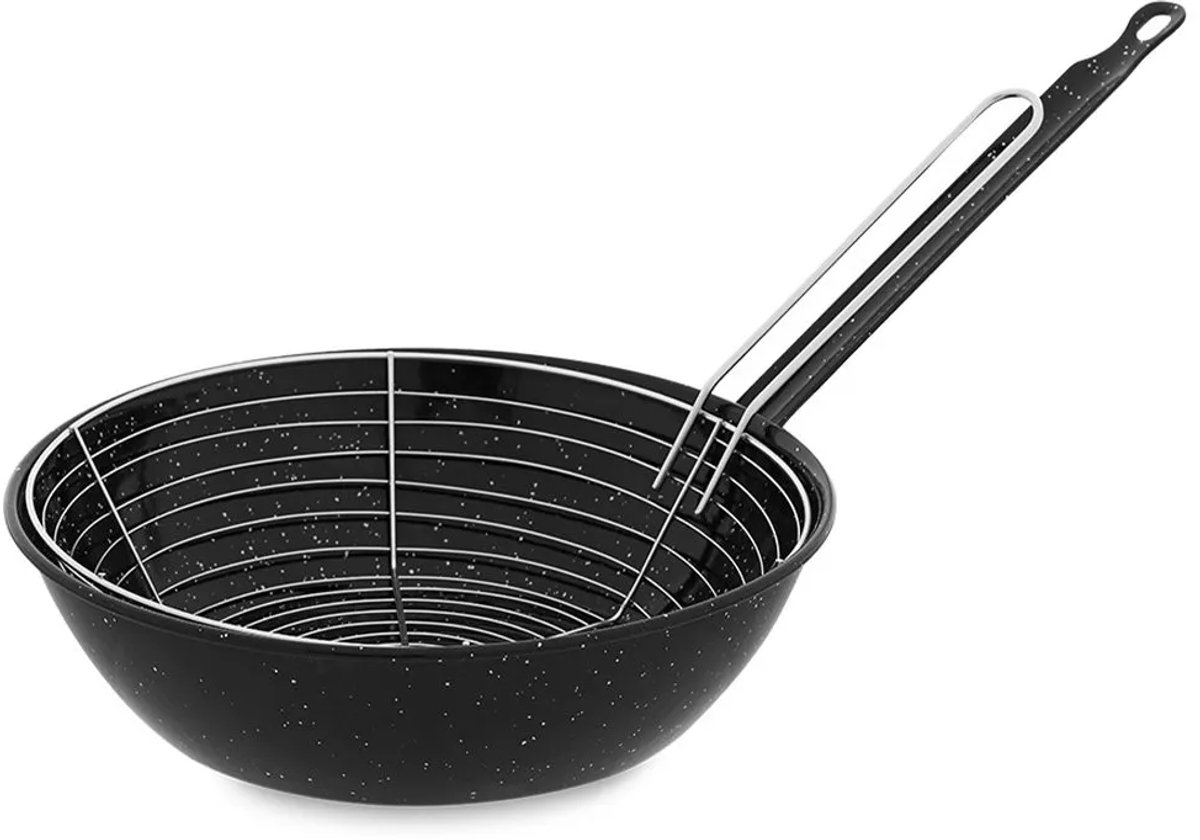 Koekenpan met mandje Vaello Zwart Geëmailleerd Staal (Ø 28 cm)