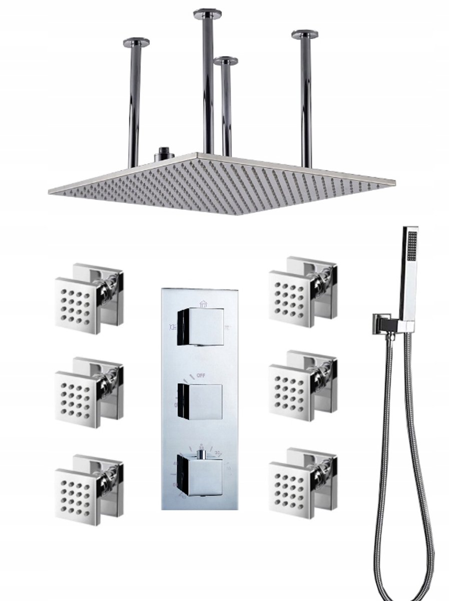Inbouw thermostaat doucheset met regendouche 50x50 cm