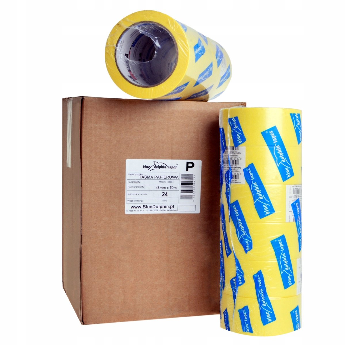 Blue Dolphin Bordentape Geel 48mm x 50m - 24 stuks