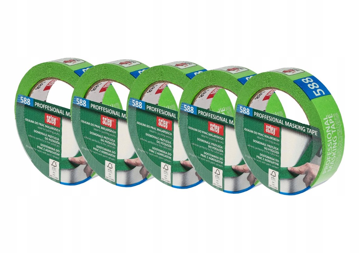 5x Scley 588 schilderstape 25mm x 33m - Kleurranden & Bescherming