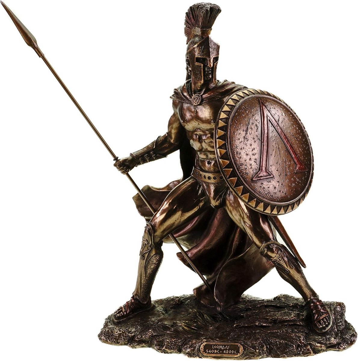 Veronese Leonidas Spartan figure with shield and spear bronze - ShopVlot
