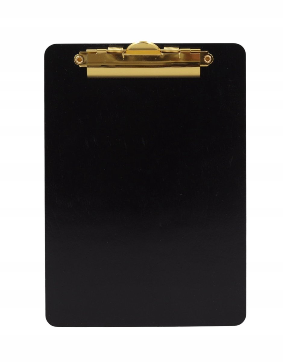 Zwart A5 Clipboard met Gouden Klem - Houten Onderlegger