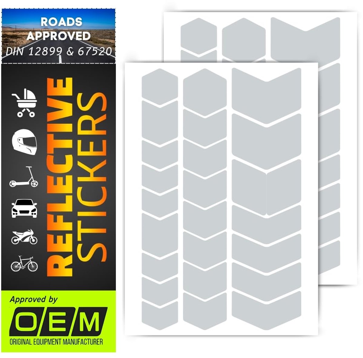 DIN 67520 & ECE 104 Reflector Sticker Made with Ora Fol 5600, Self-Adhesive, Waterproof, UV-Resistant, Suitable for - ShopVlot