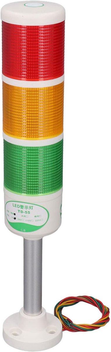 LED Signal Light, DC 12 V 24 V Column, Industrial Warning Light with Rotating Base, 3 Layers, Red, Green, Yellow, LED - ShopVlot