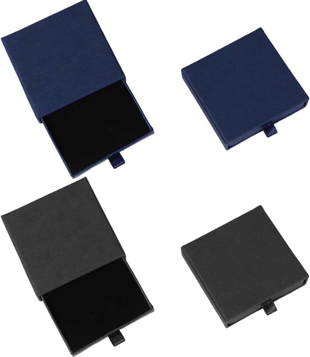 4 Stks Papier Sieraden Doos, Kleine Verdikte Geschenkdoos, Sieraden Opslag Accessoires, Sieraden Geschenkverpakking - ShopVlot
