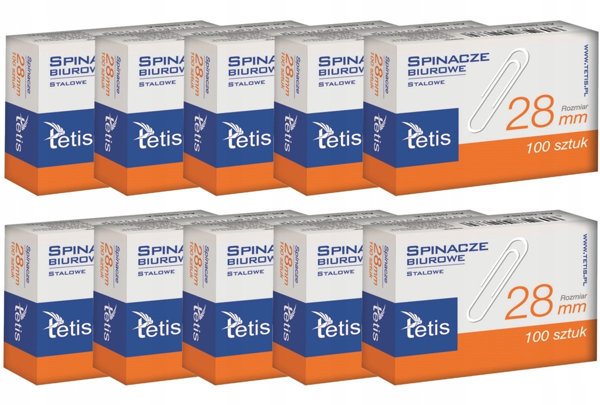 100x Tetis Kantoorspeldjes 28mm - Roestvrij Staal