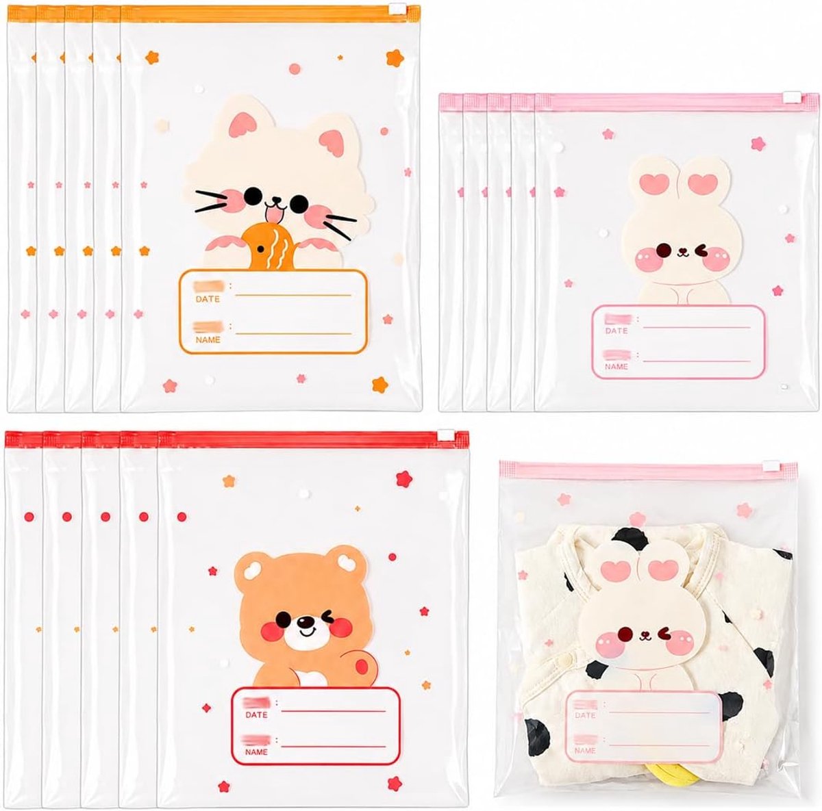 15 stuks cartoon opbergzakken voor kinderen, doorzichtige ritszakjes om reservekleding te sorteren voor de - ShopVlot