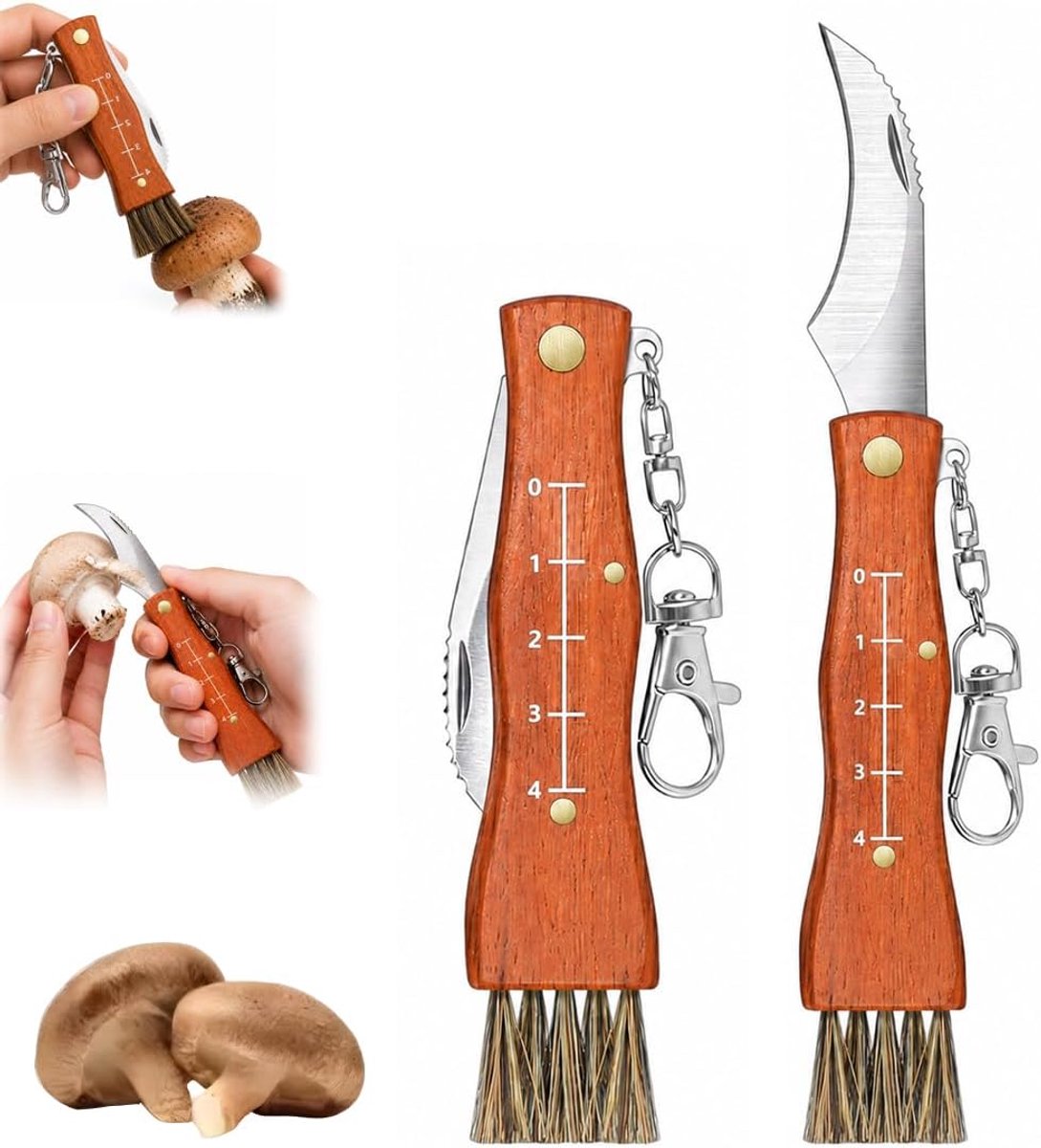 2 stuks: champignonsmes(4CM), champignonsmes met borstel/borstel (geïntegreerd), linerlock, champignonsmes met houten - ShopVlot