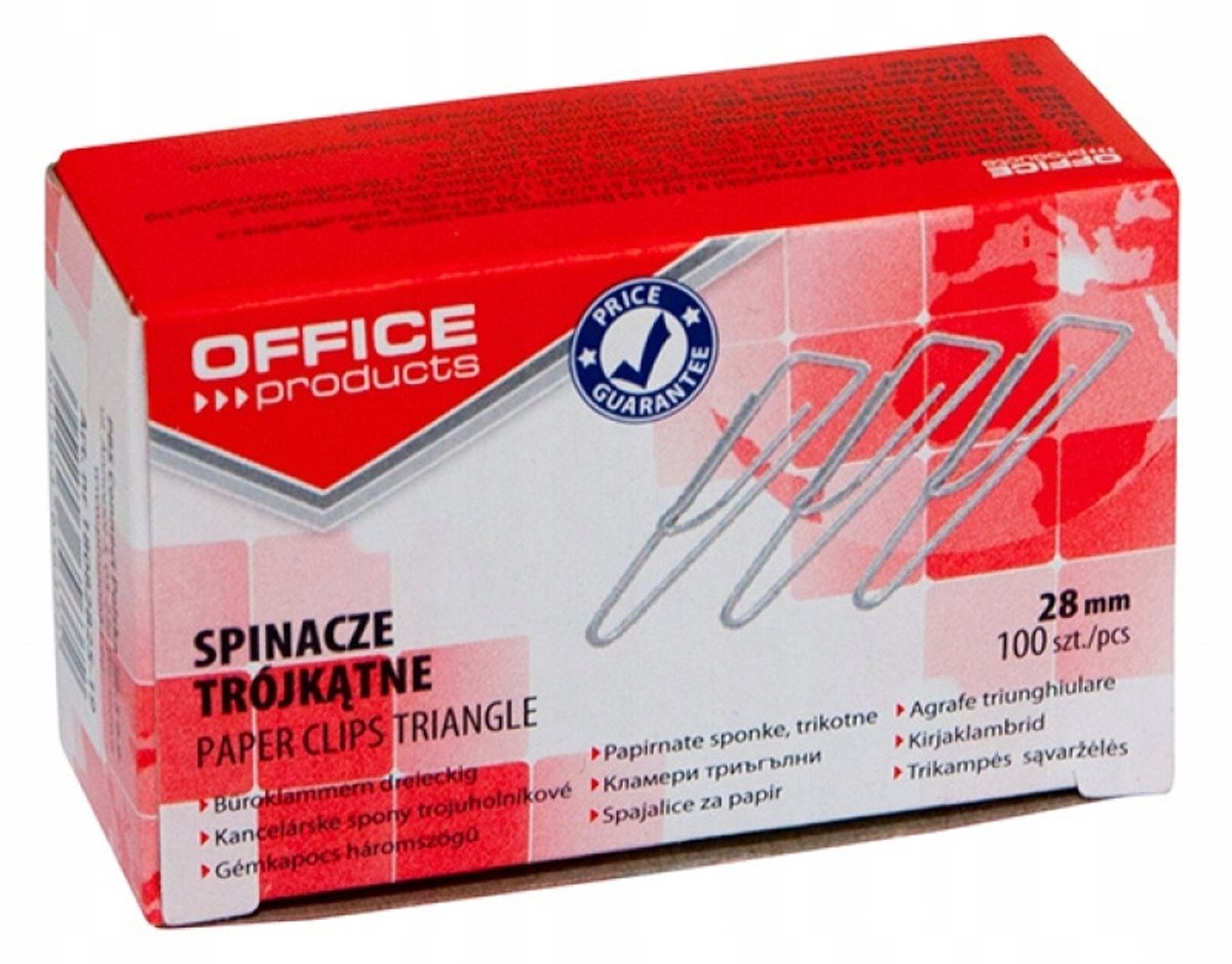 Driehoekige Paperclips 28mm, 100 Stuks, Zilverkleurig