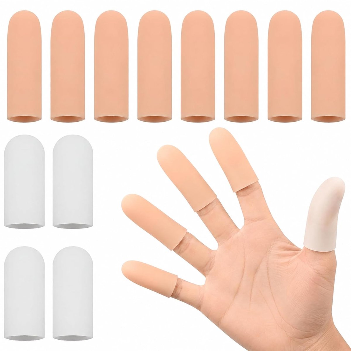 Pack of 12 Gel Finger Guards, 2 Sizes, Silicone Finger Caps for Injury, Blisters, Finger Arthritis and More - ShopVlot