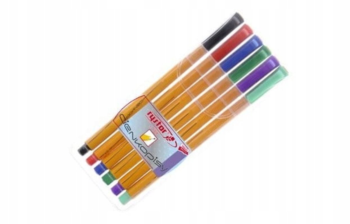 Set van 6 Fijnlijn Pennen, 0.4mm, Diverse Kleuren