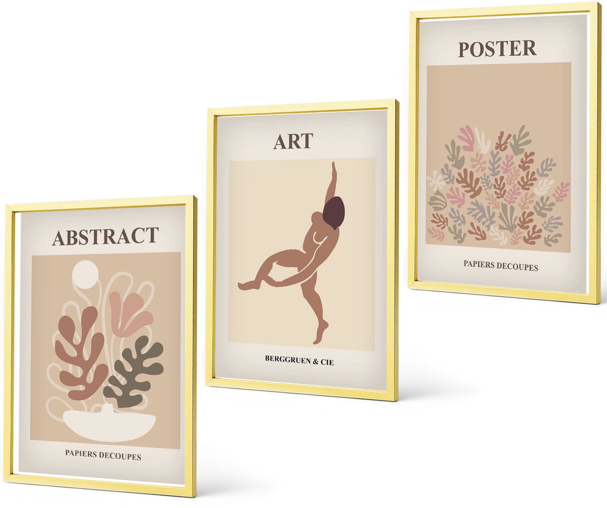 Coloray 3-Delige Schilderij Set - Citroenen Sinaasappelen Italiaanse Amalfikust Stad - 40 x 40 cm En 40 x 60 cm - Stijlvolle Wanddecoratie - Interieur - Muurdecoratie