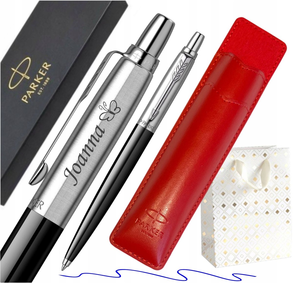 Parker Jotter Zwart Schrijver met Gravure & Rode Etui