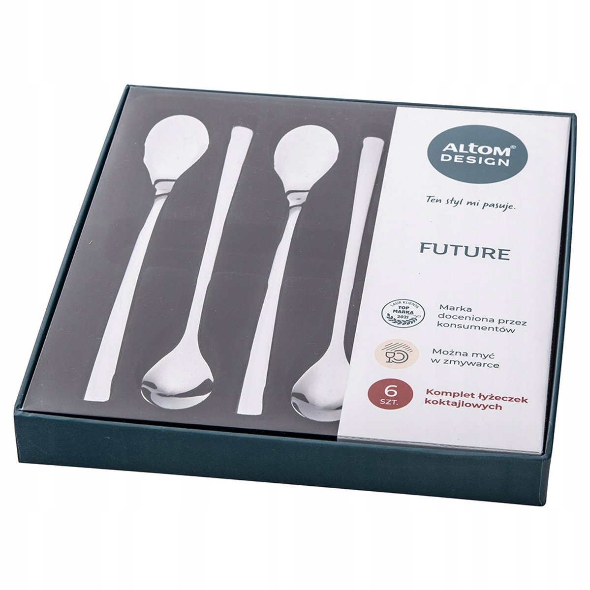 Altom Design Future Lange Lepels Set van 6 - Roestvrij Staal, Glans