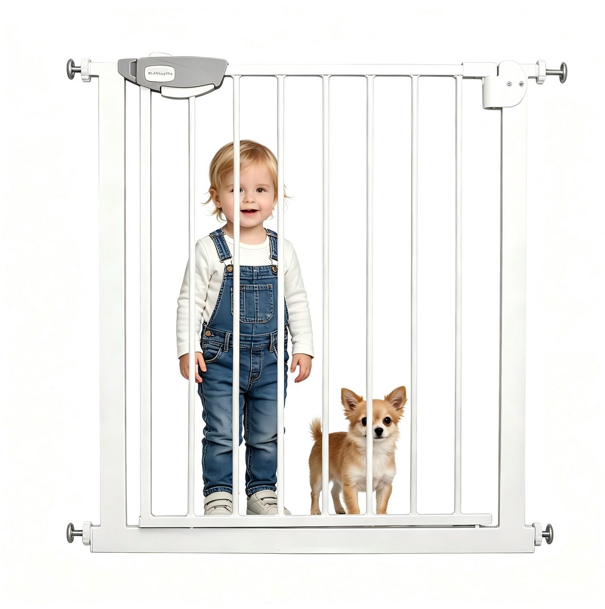 Froadp Deurbeveiligingshek Zonder Boren Traphek Trapbeveiligingshek Voor Kinderen Deurhek Auto-Close 180° Tweewegopening Babybeveiligingshek Voor Baby's En Kinderen, 75-85 Cm Breed Wit
