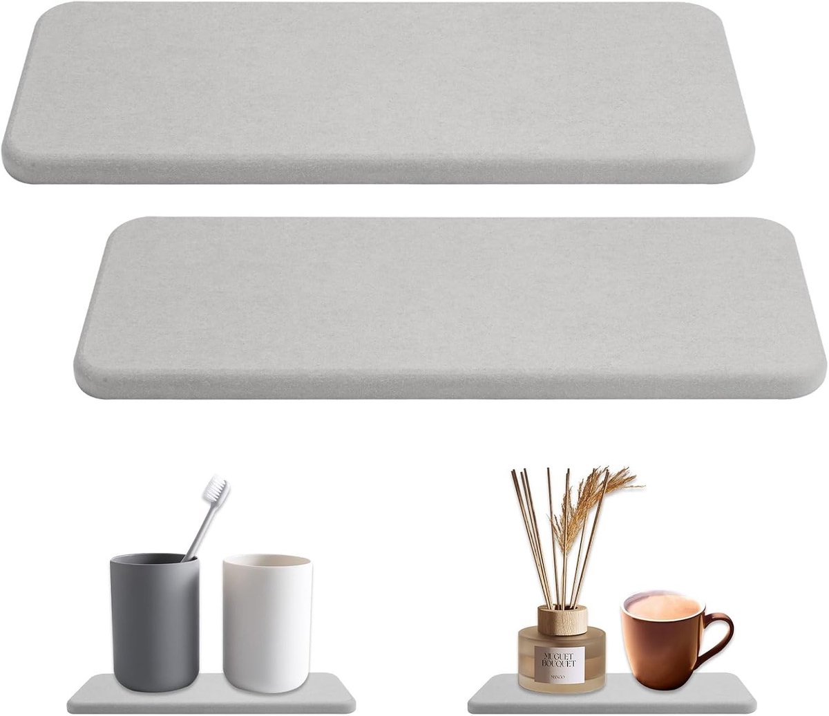 Gootsteenbakje rvs driehoek - Lichtgrijs - 22 x 8 x 0,9 cm - Waterabsorberend Diatomeeënaarde Bakje - Voor Keuken en Badkamer