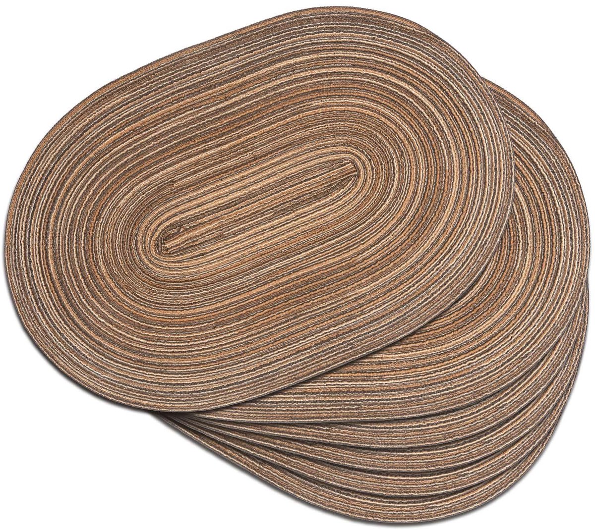 Famanu – Ovale gevlochten placemats van 30 x 45 cm, hittebestendige tafelmatten voor eettafels, set van 6 in ovaalbruin