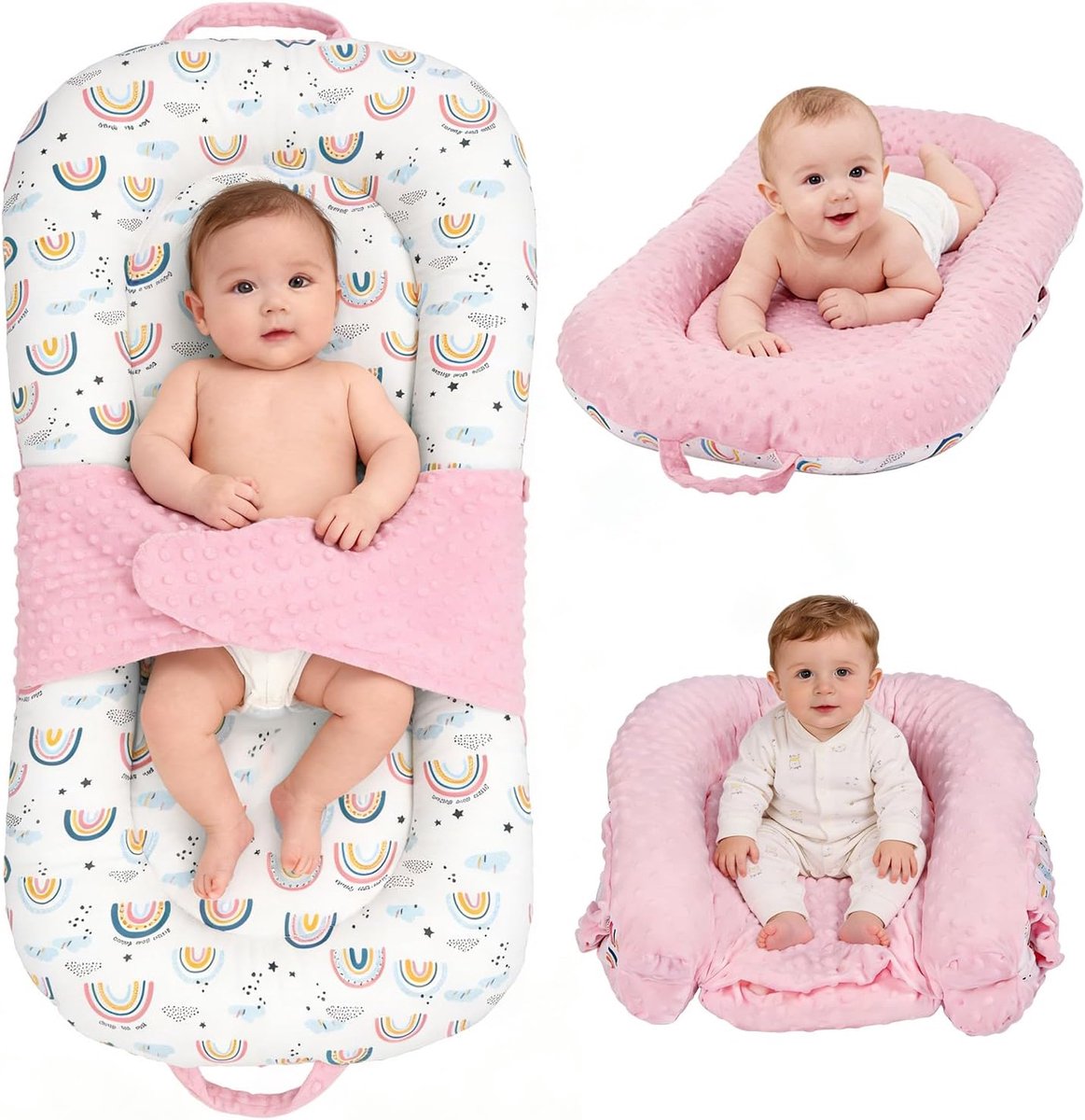 3-in-1 babyligstoel, draagbare babyligstoel voor pasgeborenen, 0-24 maanden, opvouwbaar buiktijdkussen en - ShopVlot