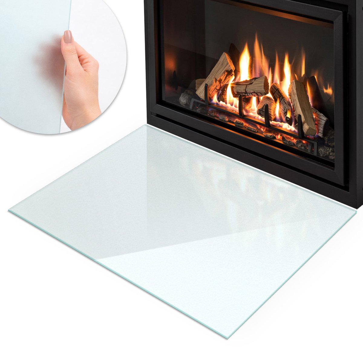 Coloray - Vloerplaat openhaard - 60x40cm - Halftransparant Rechthoek - Plaat voor onder houtkachel - Kachelvloerplaat