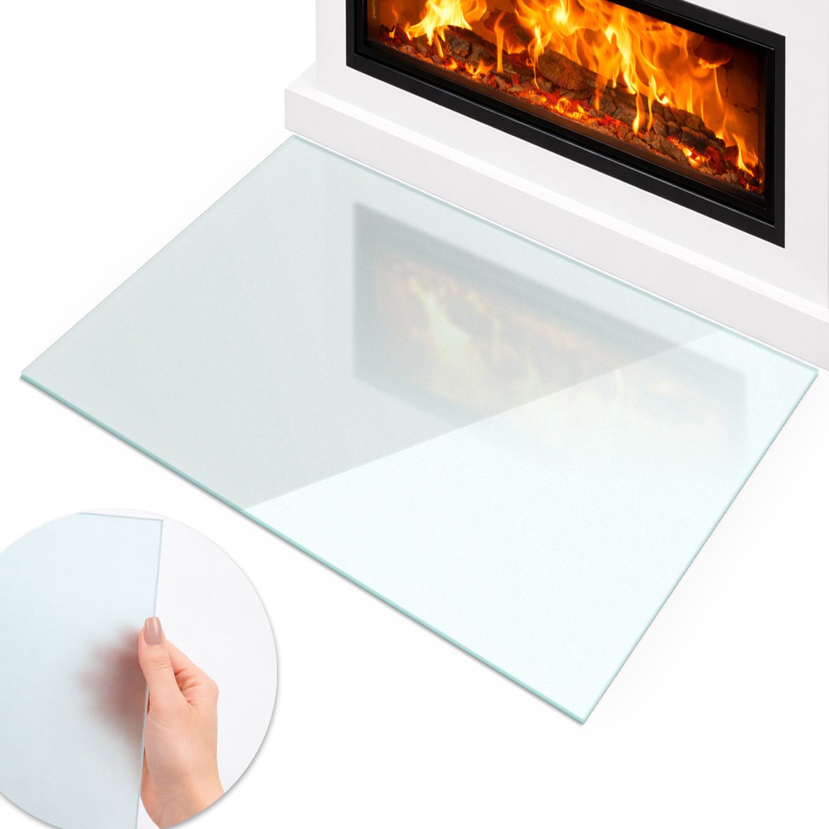 Coloray - Vloerplaat openhaard - 100x70cm - Halftransparant Rechthoek - Plaat voor onder houtkachel - Vloerbescherming
