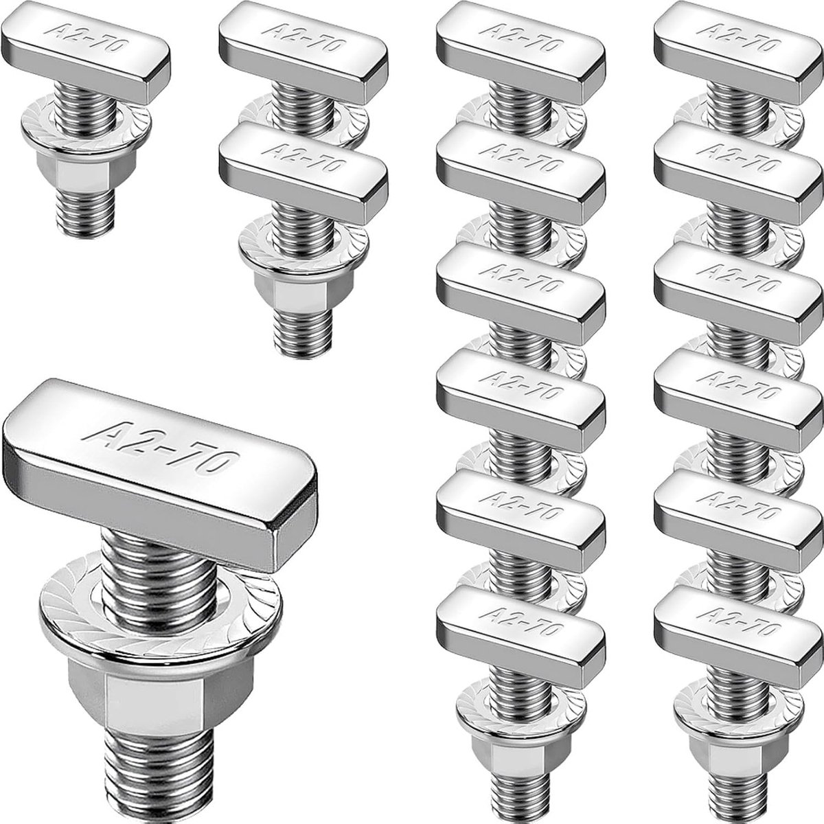 15pcs Hammer Head Screws M8 x 25 Stainless Steel A2-70, Hammer Head Screw with Locking Nuts, Flange Nuts, M8 Screws - ShopVlot