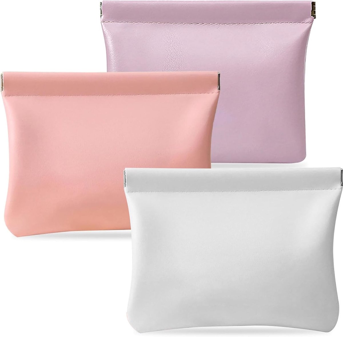 2 Pcs Small Makeup Bags for Handbags, Small Leather Cosmetic Bag, No Zipper, Waterproof, Suitable for Storing Jewelry - ShopVlot