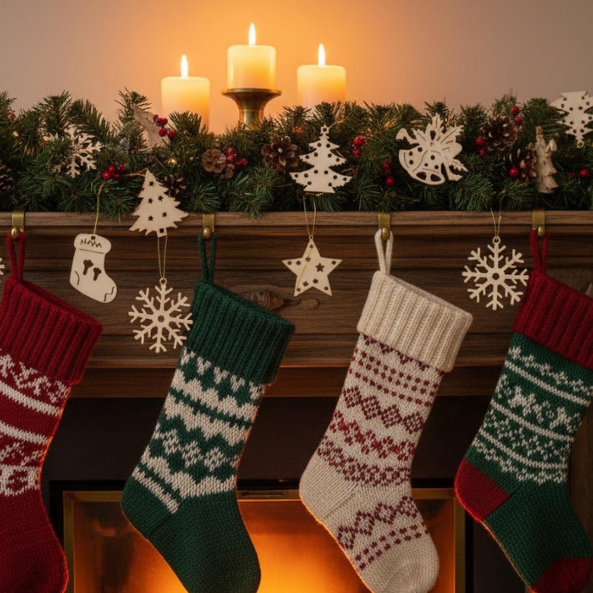 Kerstboomdecoratie set 48-delig - houten hangers - verschillende motieven - perfect voor kerstversiering - ShopVlot
