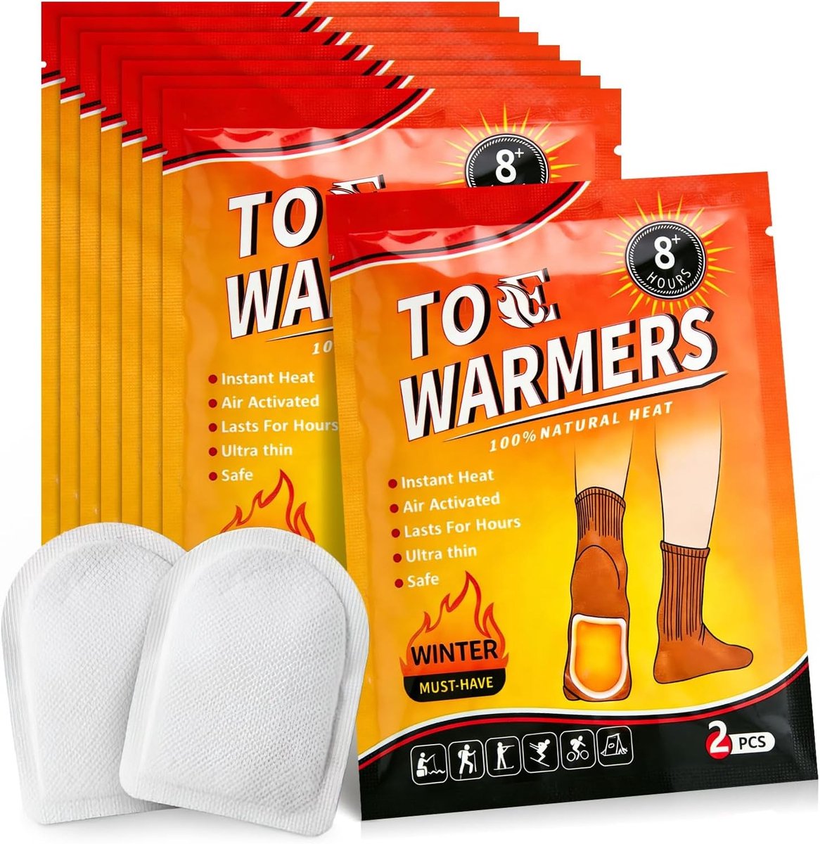 Voetwarmers - Wit - 9,5 x 7 cm - Lucht-geactiveerde Warmtepads - Voor Koude Dagen