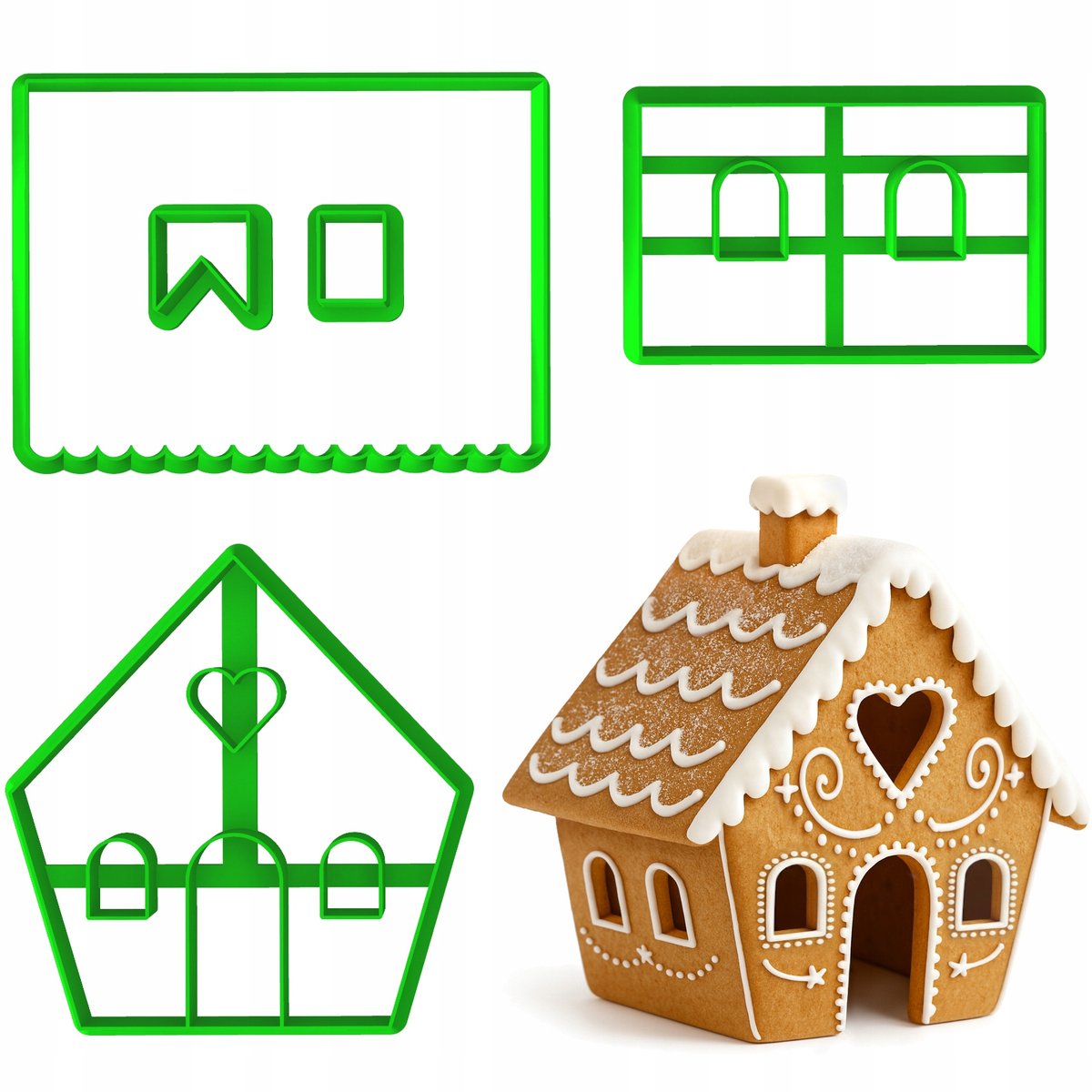 Kerstkoekjesvormpjes Gingerbread Huisje Set 10-12cm