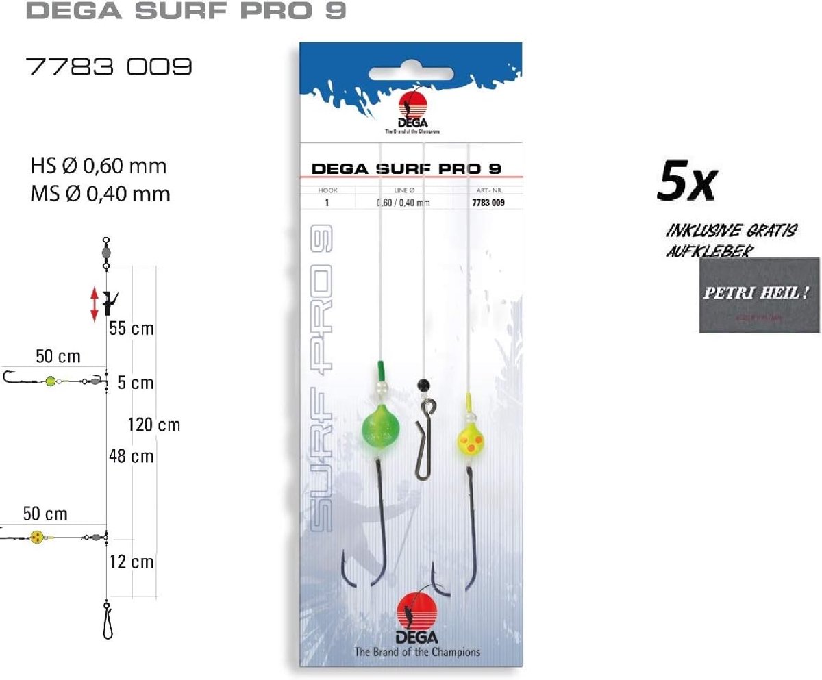 Vissysteem set 5 stuks - Surf Pro 9 - 0.60/0.4mm lijn - met gratis Petri Heil stickers - ShopVlot