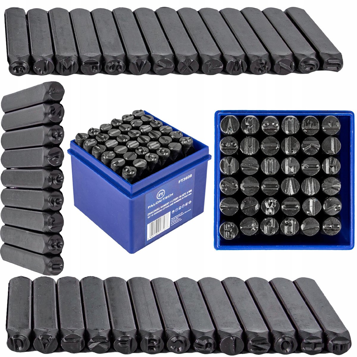 Merkloos 36-delige stempelset met letters en cijfers, 8 mm