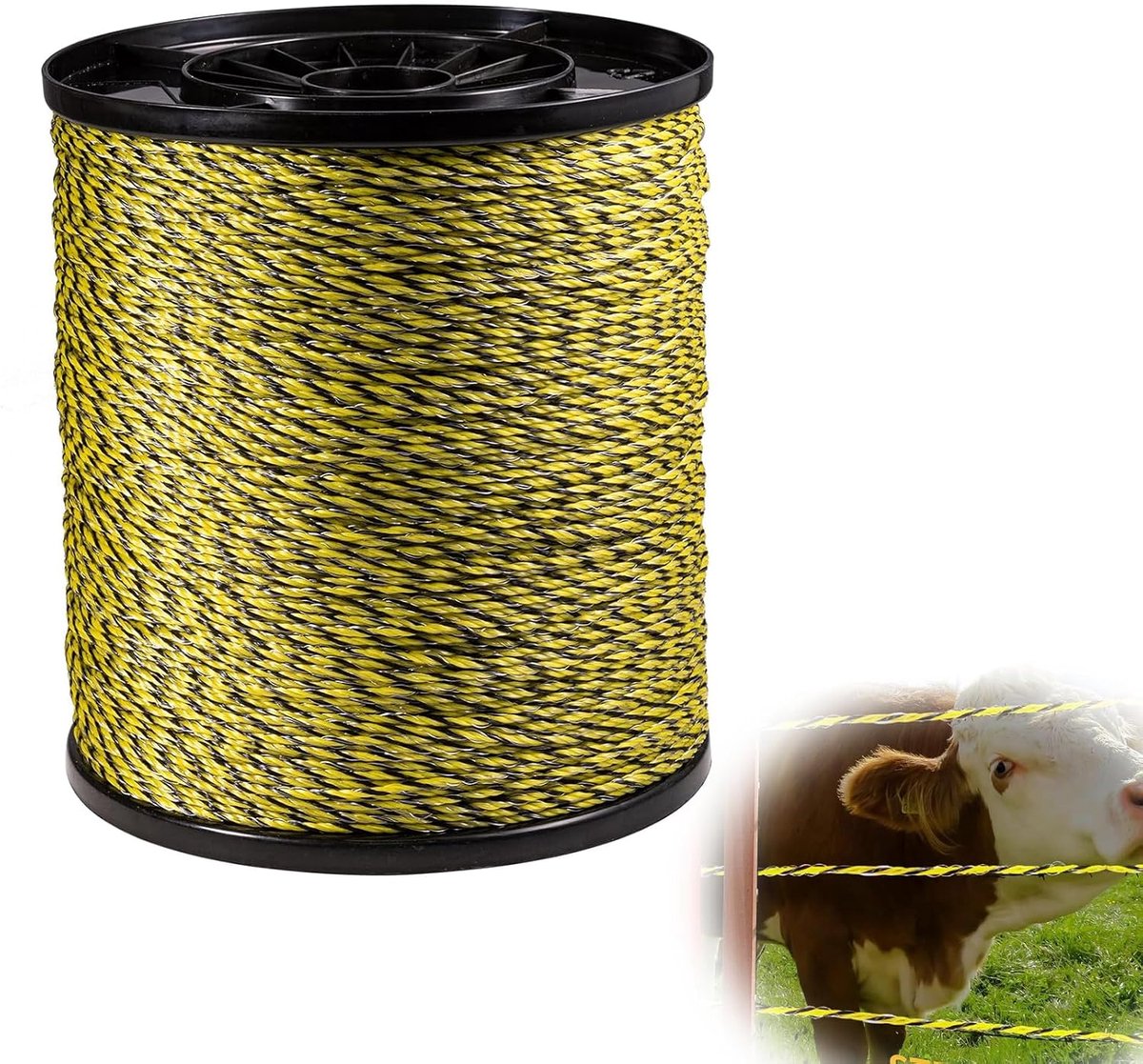 Weidehekdraad 500 m/1000 m - 3,0 mm diameter - 9 roestvrijstalen geleiders - betrouwbare stroomoverdracht voor dieren - ShopVlot
