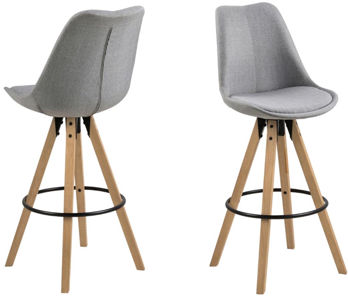 Giga Living Barkruk Ljusvik - Lichtgrijs Stof - Zithoogte 75cm - Set van 2