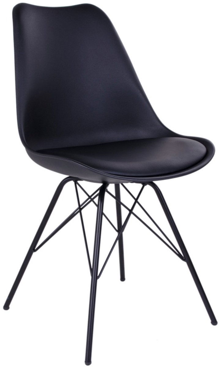 Eetkamerstoel Zwart Kunststof - Zitdiepte 42cm - 55x48x86cm - House Nordic - Set van 2