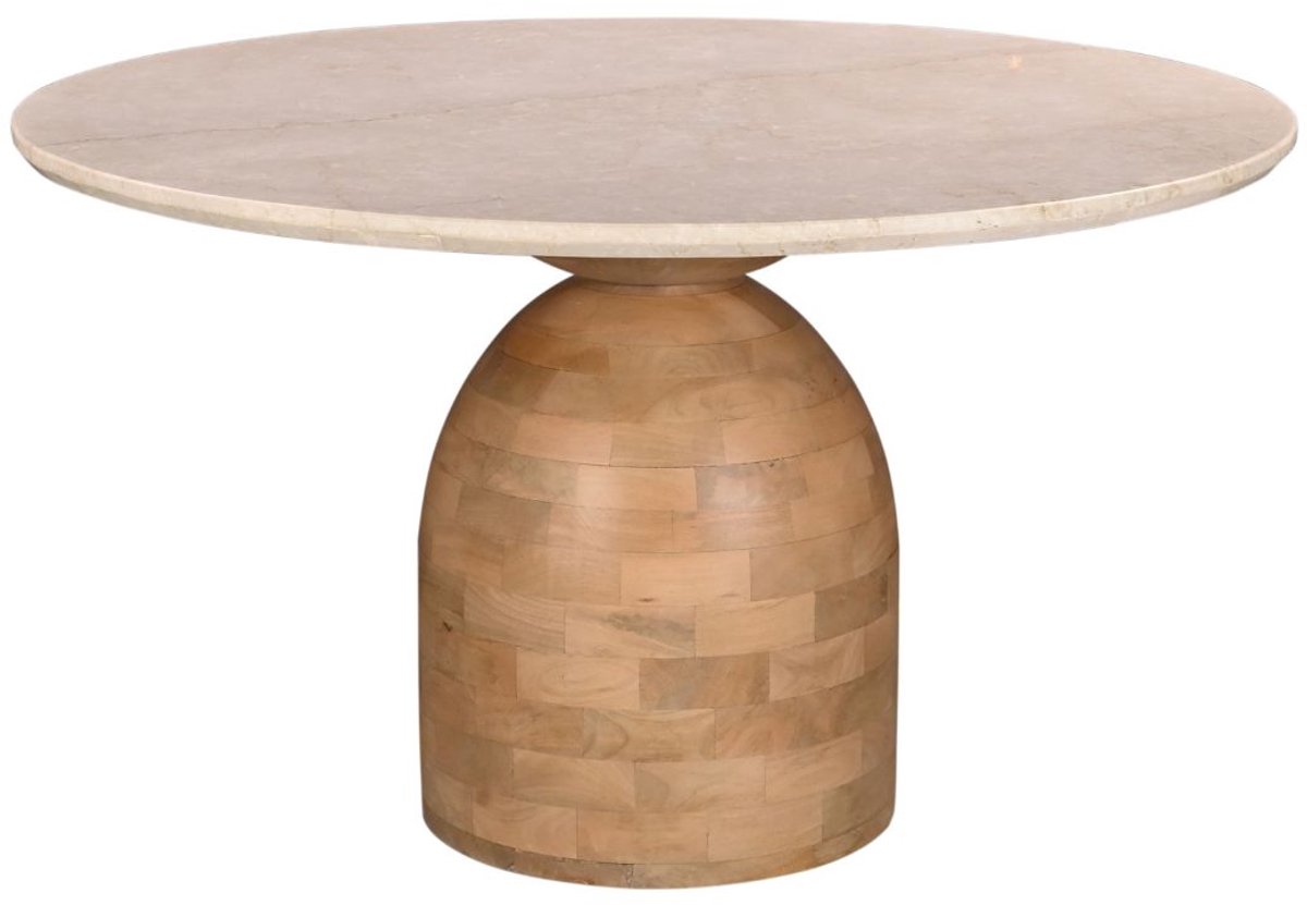 DÉJA Living Eettafel Miro Rond - Marmer/Hout - Naturel - 130x130x75cm